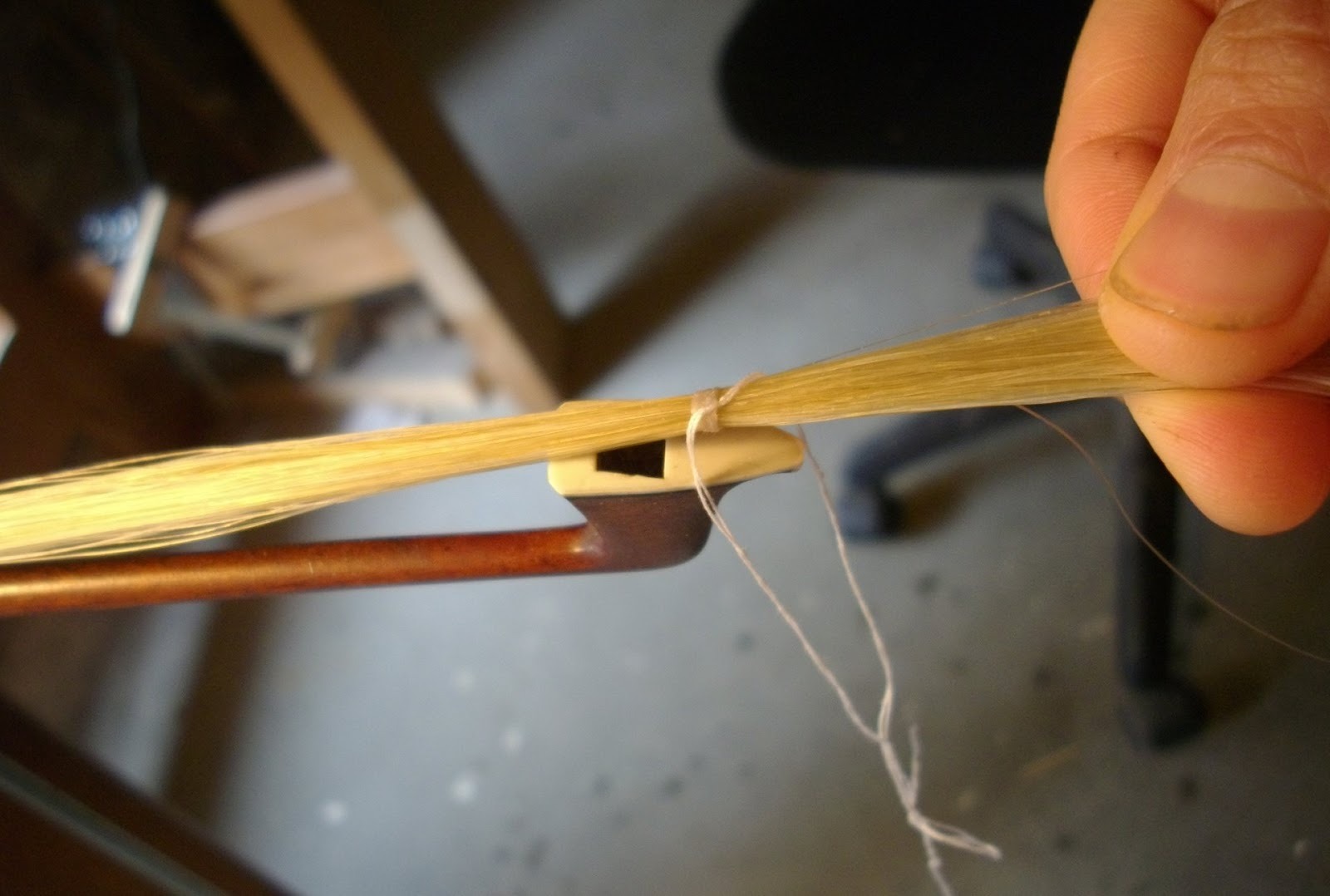 Remechage d'un archet