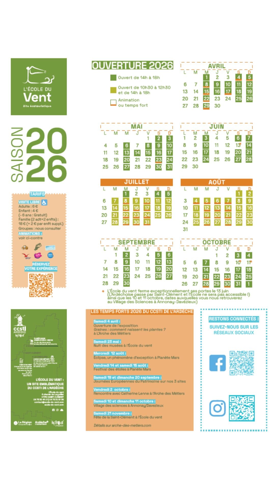 Horaires L'École du vent