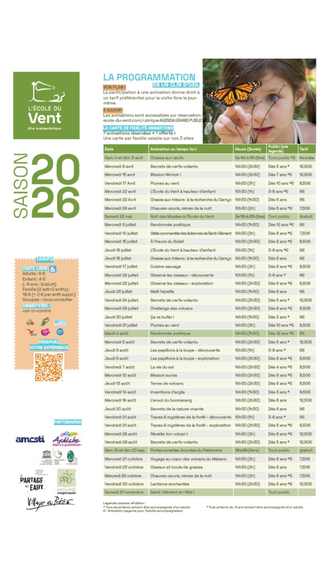 Horaires L'École du vent