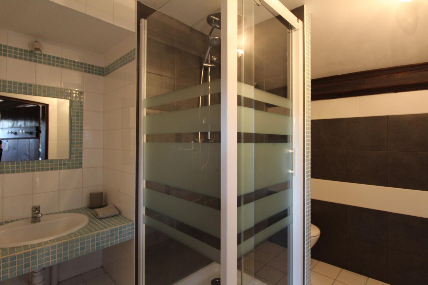 Salle d'eau privative de la 1ere chambre de l'étage avec wc, chambre sapin.  