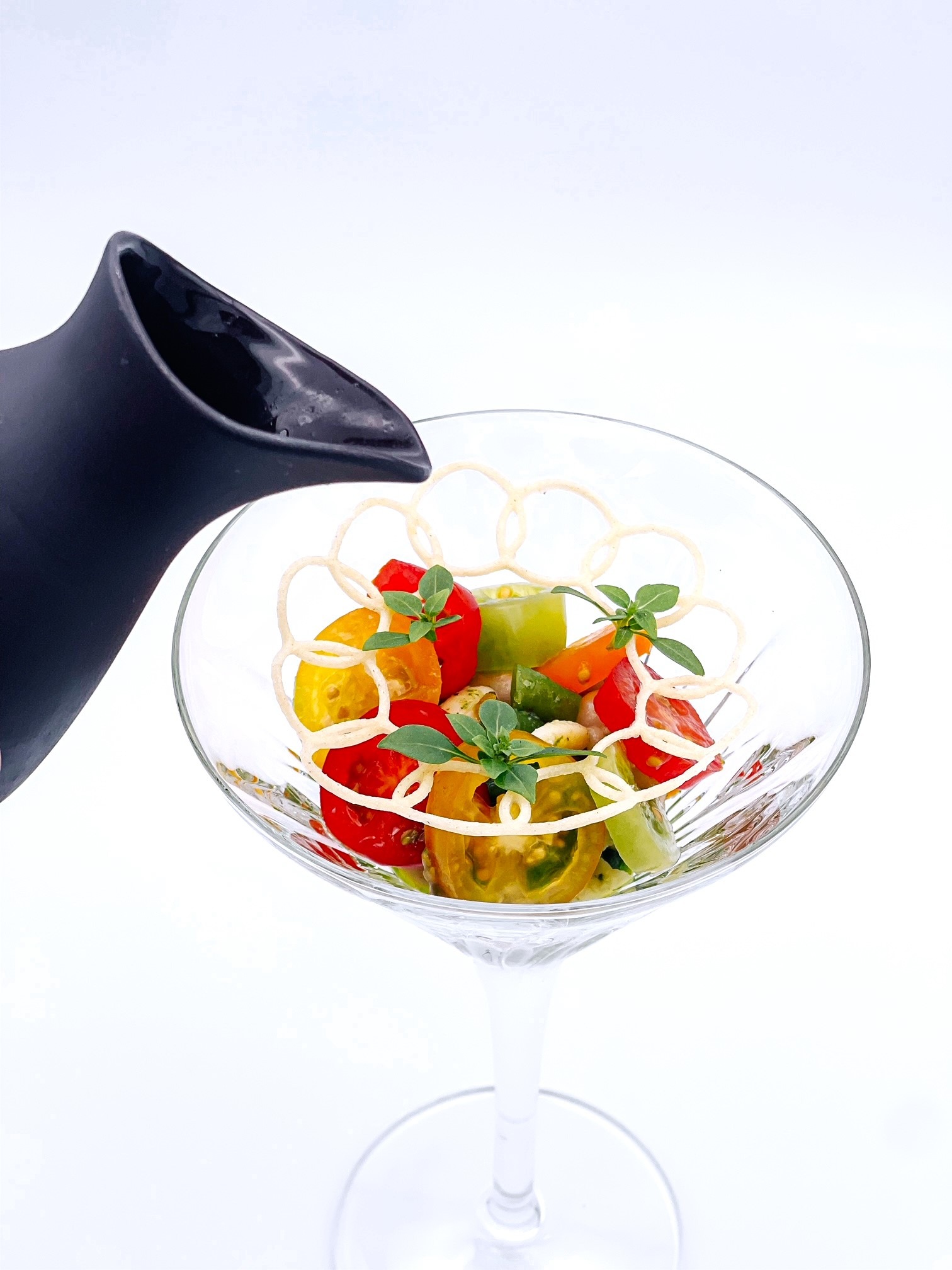 Mets Délices Traiteur - Minestrone glacée de jeunes légumes et tomates cerises