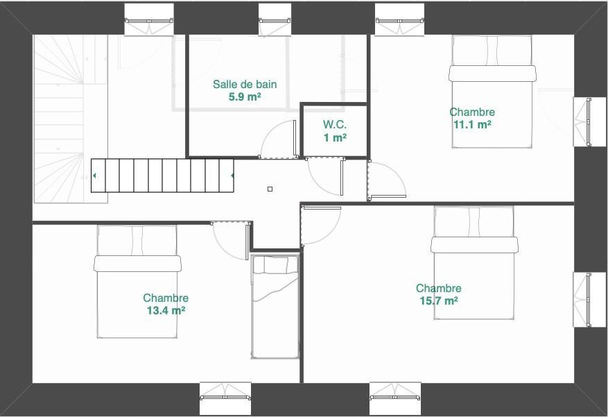 Plan étage, chambre